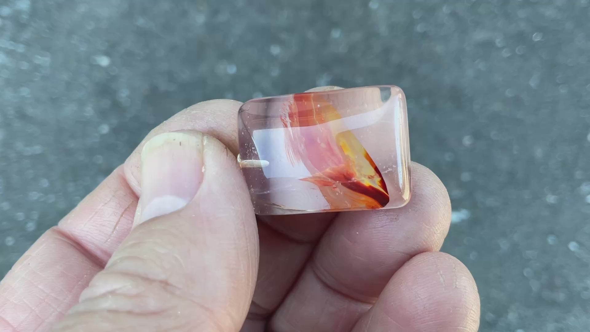 Fire Quartz Pillow Cabochon Pendant 1B