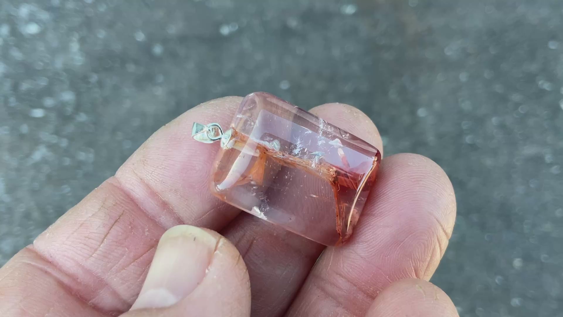 Fire Quartz Pillow Cabochon Pendant 2C