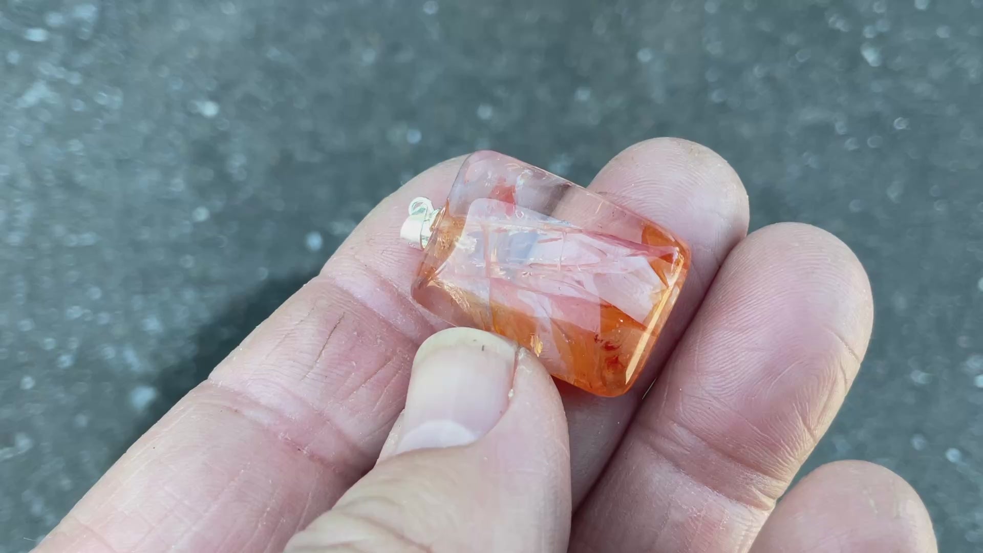 Fire Quartz Pillow Cabochon Pendant 1B