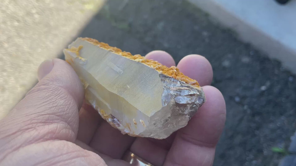 100g Yellow Petal Calcite on Quartz Points Specimen B