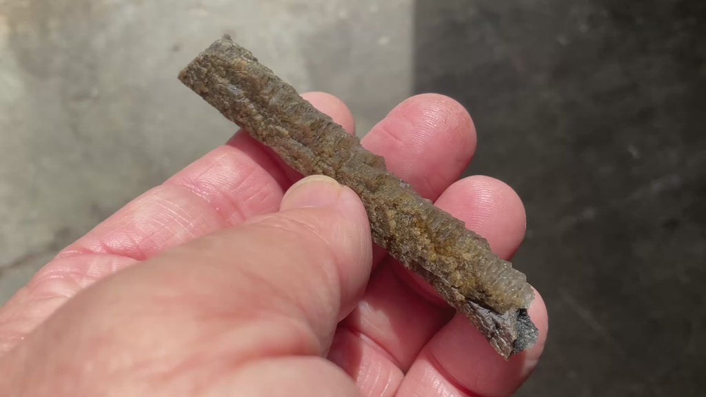 12g Stepped Brown Calcite Tube with Graphite Specimen 3A