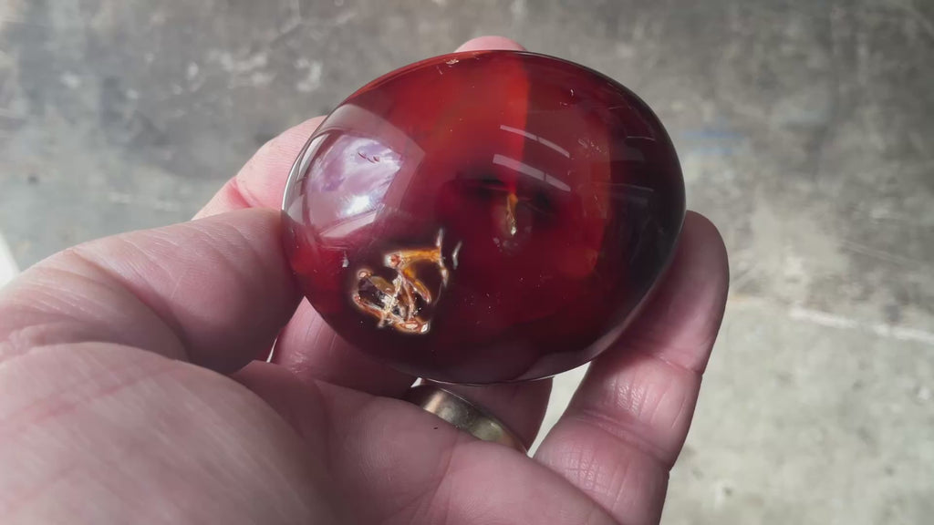 138g Carnelian Orca Agate Palmstone 5A