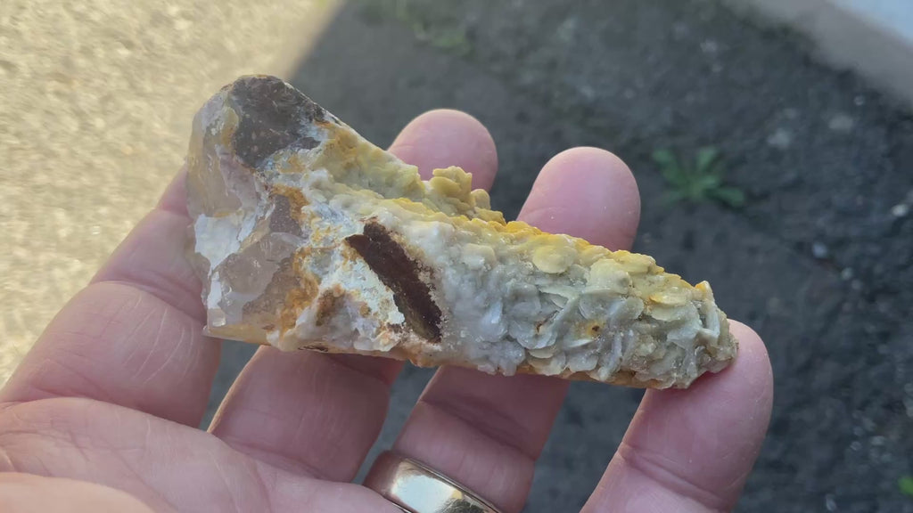 78g Yellow Petal Calcite on Quartz Point Specimen A