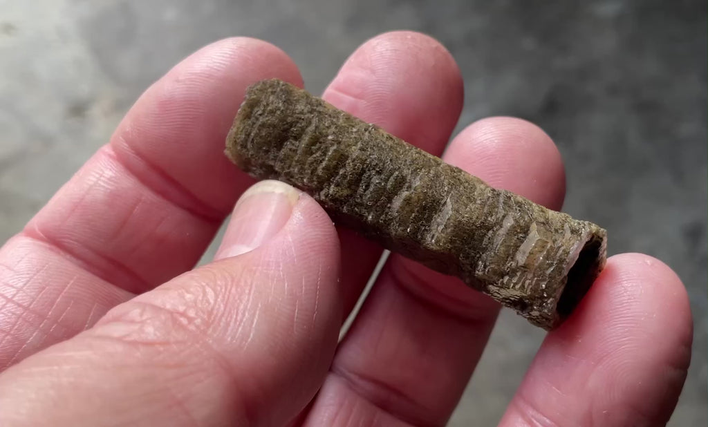 6g Stepped Brown Calcite Tube with Graphite Specimen 2A