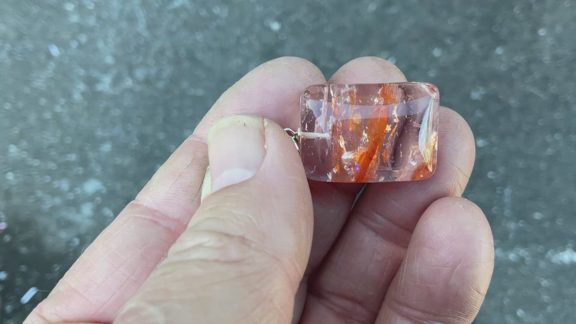 Fire Quartz Pillow Cabochon Pendant 2A