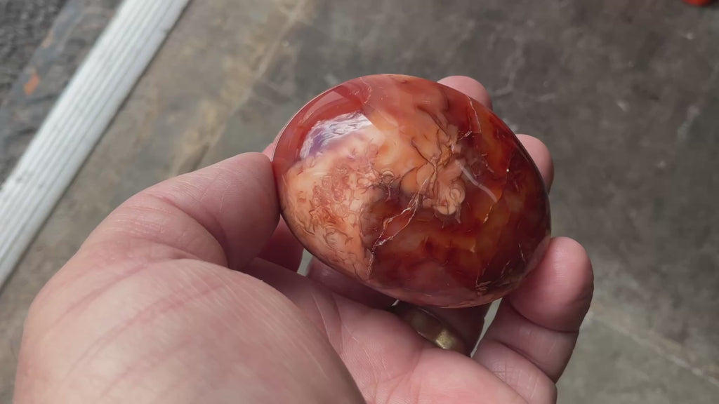 154g Carnelian Orca Agate Palmstone 6A