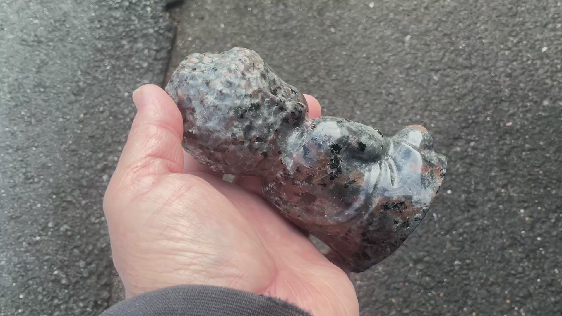 580g Syenite with Sodalite (Yooperlite) Buddha Carving A