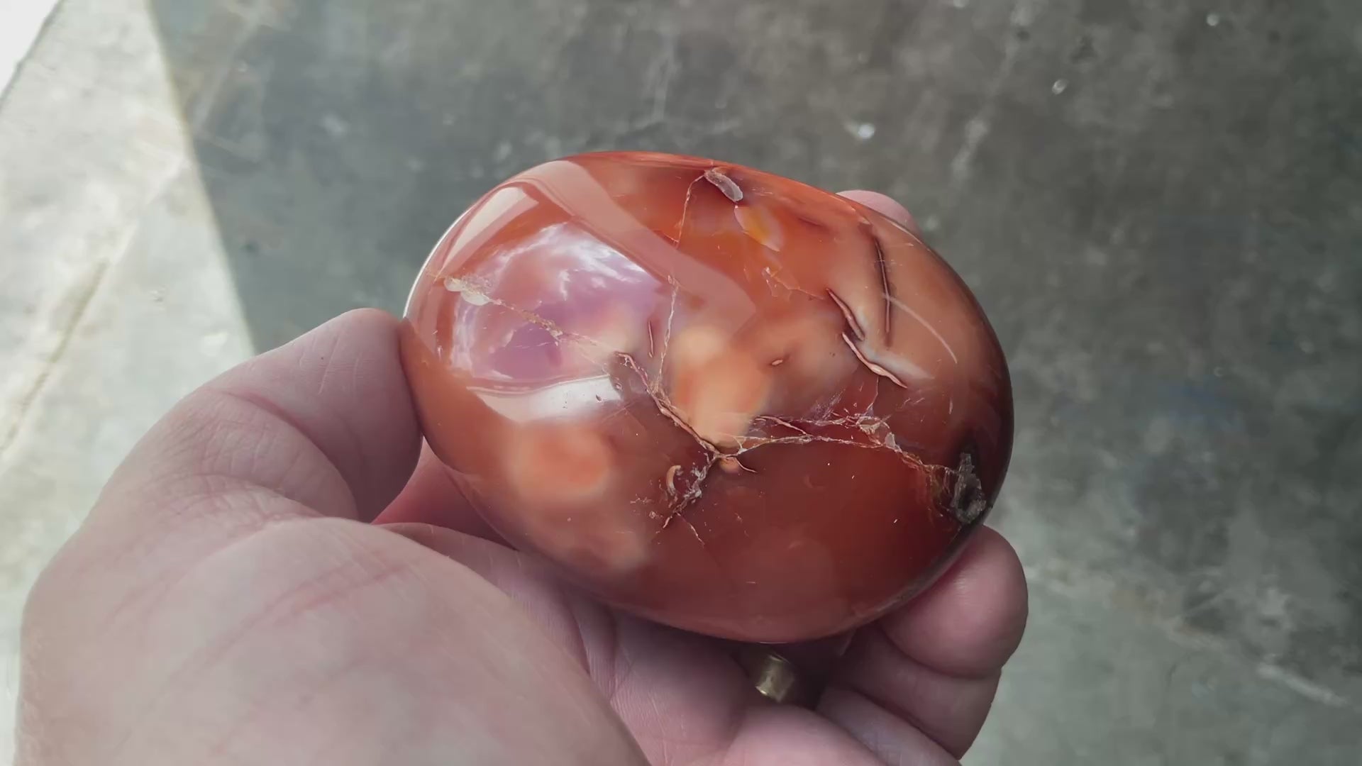 186g Carnelian Orca Agate Palmstone 7C