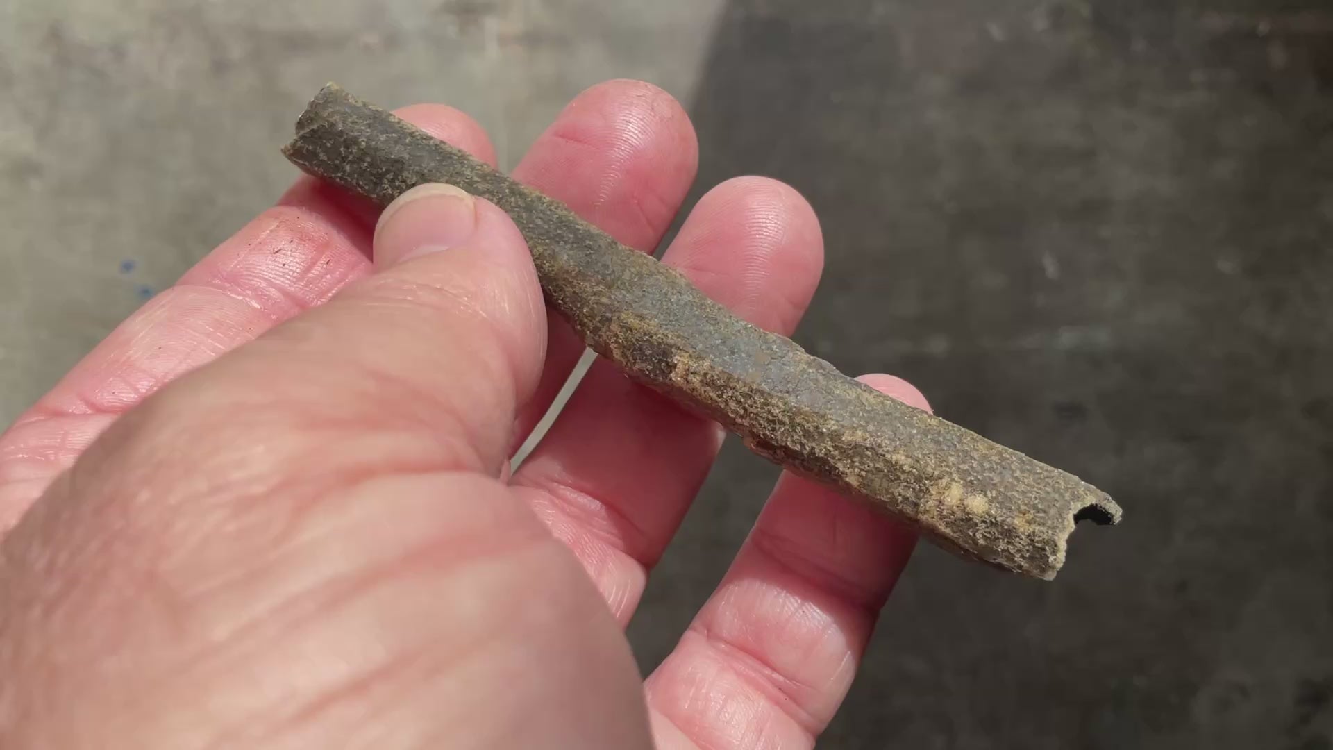 12g Stepped Brown Calcite Tube with Graphite Specimen 3C