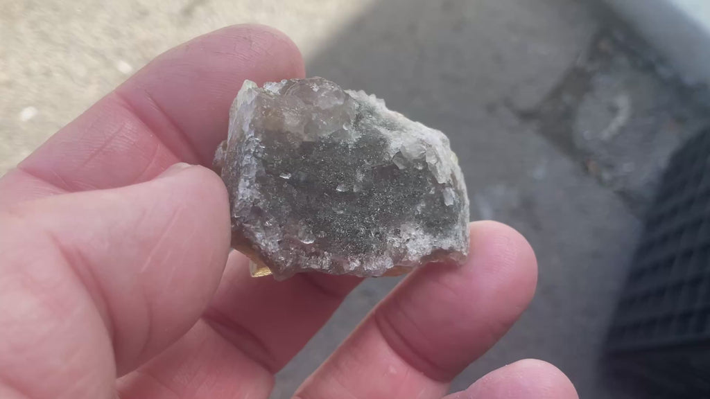 40g Tabular Golden Baryte on Botryoidal Fluorite Specimen 1A from Jiangxi