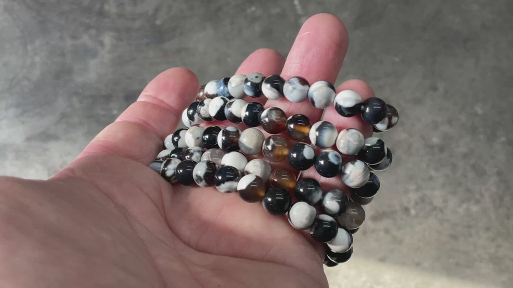 “Orca Agate” 8mm Bead Bracelet