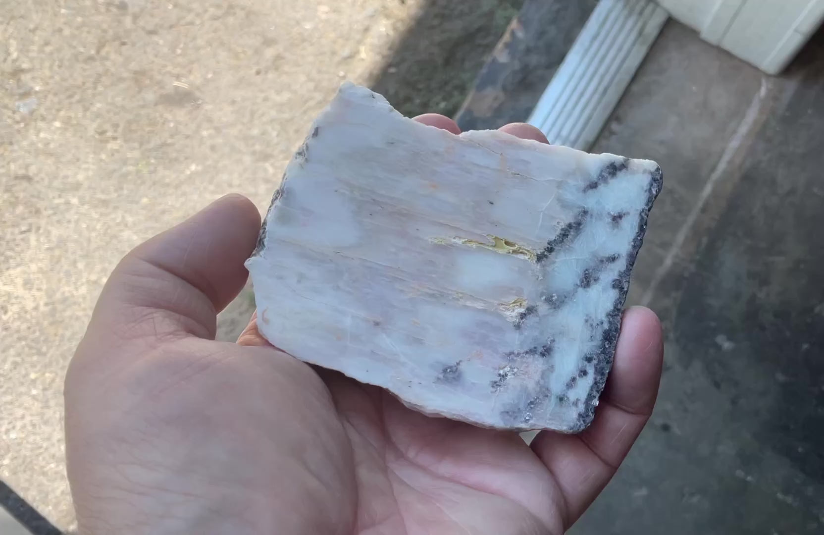 208g Pink Petalite Polished Slab with Lepidolite Crust
