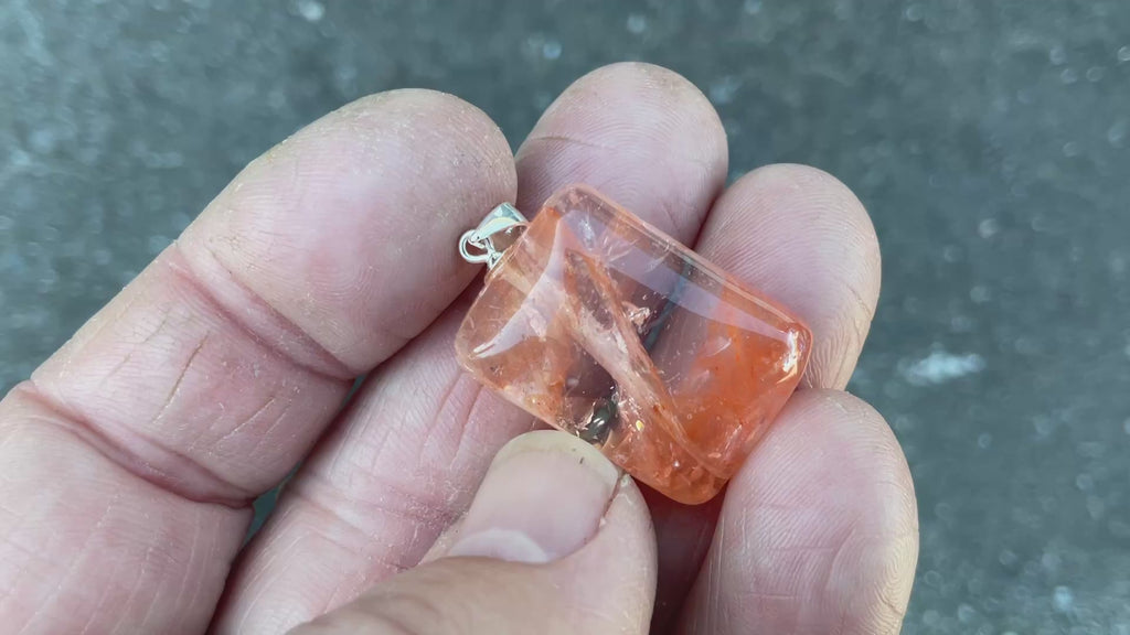 Fire Quartz Pillow Cabochon Pendant 1C