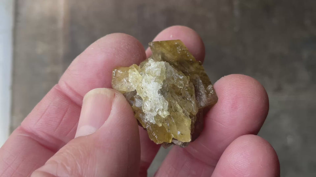 24g Tabular Golden Baryte on Botryoidal Fluorite Specimen 4B from Jiangxi