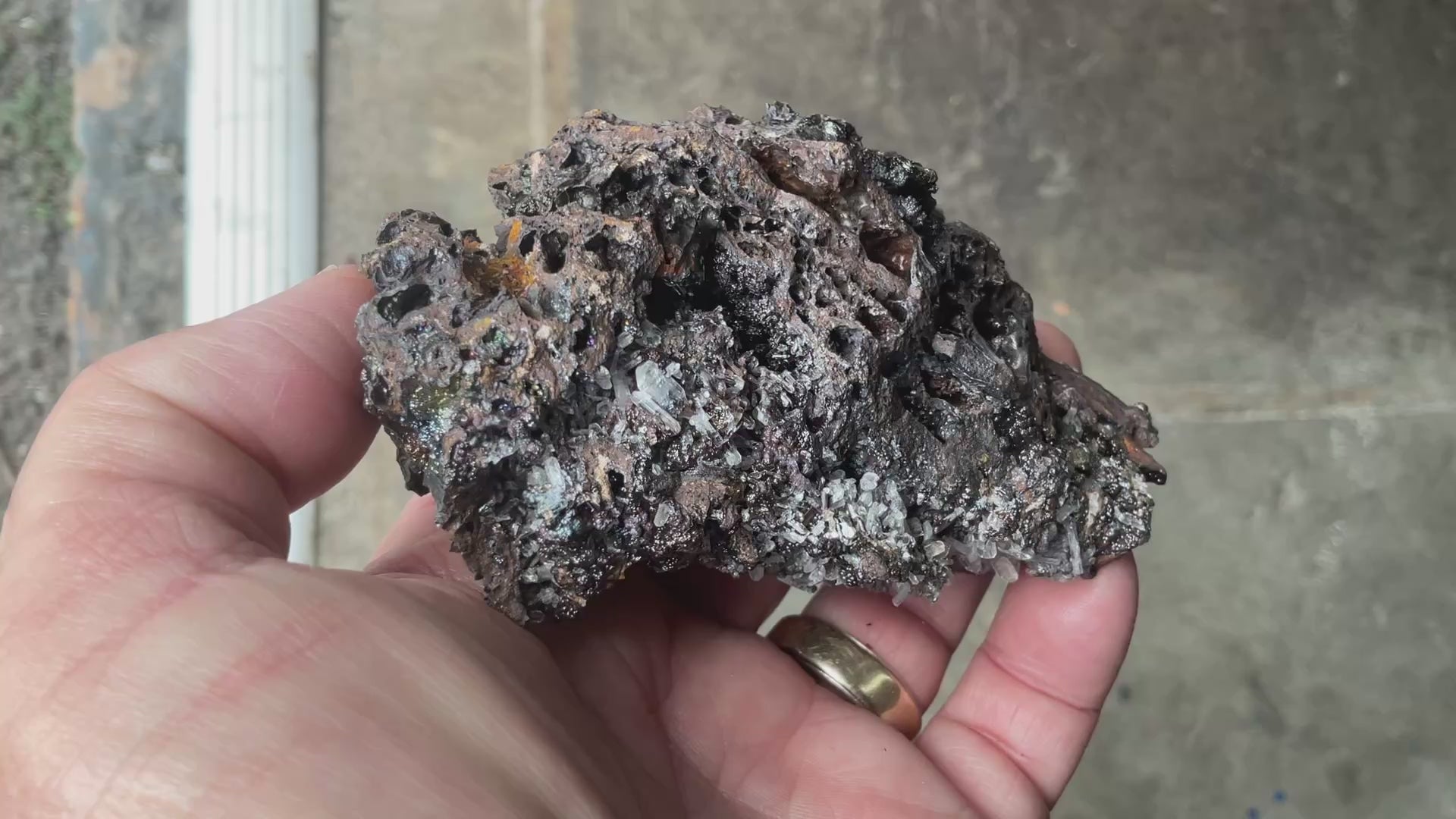 256g Iridescent Goethite/Limonite with Selenite Crystals Specimen 7B